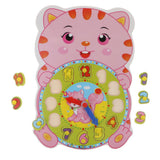 Maxbell Kids Wooden Cartoon Digital Clock Animal Puzzle Early Learning Toy Tiger