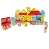 Maxbell 46PCS Wooden Geometry Cognitive Blocks Stacking Game Kids Toy - City