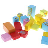 Maxbell 46PCS Wooden Geometry Cognitive Blocks Stacking Game Kids Toy - City