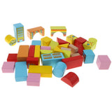Maxbell 46PCS Wooden Geometry Cognitive Blocks Stacking Game Kids Toy - City