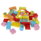 Maxbell 46PCS Wooden Geometry Cognitive Blocks Stacking Game Kids Toy - City