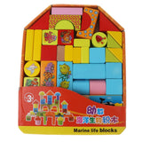 Maxbell 46PCS Wooden Geometry Cognitive Blocks Stacking Game Kids Toy -Marine Animal