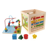 Max Cube Activity Toys Educational Wooden Bead Maze Shape Sorter For Children