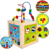 Max Cube Activity Toys Educational Wooden Bead Maze Shape Sorter For Children