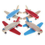 Maxbell Mini Wooden Pull Back Airplane  Friction Powered Toy for Kids Gift Blue Wing