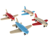 Maxbell Mini Wooden Pull Back Airplane  Friction Powered Toy for Kids Gift Blue Wing