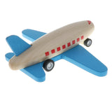 Maxbell Mini Wooden Pull Back Airplane  Friction Powered Toy for Kids Gift Blue Wing