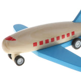Maxbell Mini Wooden Pull Back Airplane  Friction Powered Toy for Kids Gift Blue Wing