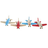 Maxbell Mini Wooden Pull Back Airplane  Friction Powered Toy for Kids Gift Blue Wing