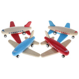Maxbell Mini Wooden Pull Back Airplane  Friction Powered Toy for Kids Gift Blue Wing