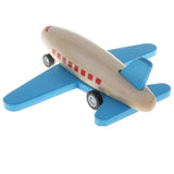 Maxbell Mini Wooden Pull Back Airplane  Friction Powered Toy for Kids Gift Blue Wing
