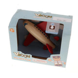 Maxbell Mini Wooden Pull Back Airplane  Friction Powered Toy for Kids Gift Red Wing