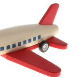 Maxbell Mini Wooden Pull Back Airplane  Friction Powered Toy for Kids Gift Red Wing