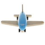 Maxbell Mini Wooden Pull Back Airplane  Friction Powered Toy for Kids Gift Blue