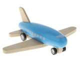 Maxbell Mini Wooden Pull Back Airplane  Friction Powered Toy for Kids Gift Blue