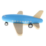 Maxbell Mini Wooden Pull Back Airplane  Friction Powered Toy for Kids Gift Blue