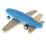 Maxbell Mini Wooden Pull Back Airplane  Friction Powered Toy for Kids Gift Blue