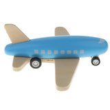 Maxbell Mini Wooden Pull Back Airplane  Friction Powered Toy for Kids Gift Blue