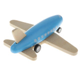 Maxbell Mini Wooden Pull Back Airplane  Friction Powered Toy for Kids Gift Blue
