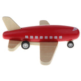 Maxbell Mini Wooden Pull Back Airplane  Friction Powered Toy for Kids Gift Red