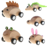 Maxbell Wooden Animal Pull Back Go Vehicles Toy Playset Kids Toddlers Gift Hedgehog