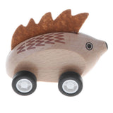 Maxbell Wooden Animal Pull Back Go Vehicles Toy Playset Kids Toddlers Gift Hedgehog