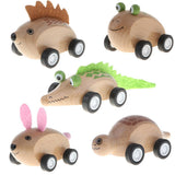 Maxbell Wooden Animal Pull Back Go Vehicles Toy Playset Kids Toddlers Gift Hedgehog