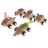 Maxbell Wooden Animal Pull Back Go Vehicles Toy Playset Kids Toddlers Gift Hedgehog