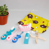 Maxbell 6 Pcs/Set Dentist Set Play Wooden Dental Tools Simulation Medicine Kits Toy