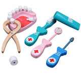 Maxbell 6 Pcs/Set Dentist Set Play Wooden Dental Tools Simulation Medicine Kits Toy