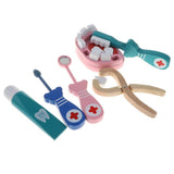 Maxbell 6 Pcs/Set Dentist Set Play Wooden Dental Tools Simulation Medicine Kits Toy