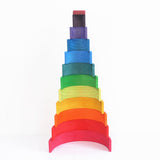 Maxbell Colorful Wooden Rainbow Blocks Stack Tunnel Stacking Game Toys Kids Children