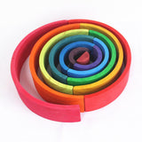 Maxbell Colorful Wooden Rainbow Blocks Stack Tunnel Stacking Game Toys Kids Children