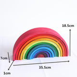 Maxbell Colorful Wooden Rainbow Blocks Stack Tunnel Stacking Game Toys Kids Children