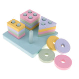 Maxbell Wooden Geometric Blocks Column Shape Sorter Kids Learning Toy - Square