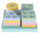 Maxbell Wooden Geometric Blocks Column Shape Sorter Kids Learning Toy - Square
