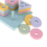 Maxbell Wooden Geometric Blocks Column Shape Sorter Kids Learning Toy - Square