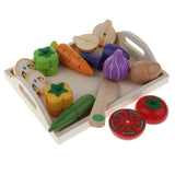 Maxbell Wooden Magnet Fruits Vegetables Food Cutting Kids Role Play Toy Vegetable C