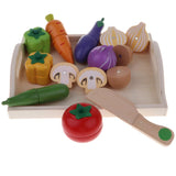 Maxbell Wooden Magnet Fruits Vegetables Food Cutting Kids Role Play Toy Vegetable C