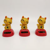 Maxbell Solar Powered Lucky Cat Dancing Ornament Flip Flap Toy Home Decor Golden