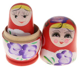Maxbell 5PCS Russian Nesting Doll Babushka Matryoshka Dolls Hand Painted Red