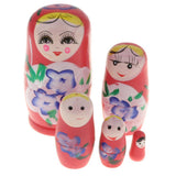 Maxbell 5PCS Russian Nesting Doll Babushka Matryoshka Dolls Hand Painted Pink