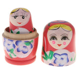 Maxbell 5PCS Russian Nesting Doll Babushka Matryoshka Dolls Hand Painted Pink