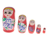 Maxbell 5PCS Russian Nesting Doll Babushka Matryoshka Dolls Hand Painted Pink