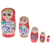 Maxbell 5PCS Russian Nesting Doll Babushka Matryoshka Dolls Hand Painted Pink