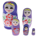 Maxbell 5PCS Russian Nesting Doll Babushka Matryoshka Dolls Hand Painted Purple