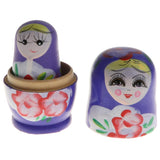 Maxbell 5PCS Russian Nesting Doll Babushka Matryoshka Dolls Hand Painted Purple