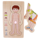 Maxbell 5-Layer Wooden Puzzle Boy Body Structure Jigsaw Puzzle Kids Educational Toy
