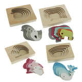 Maxbell 5-Layer Wooden Puzzle Early Educational Toy for Baby Toddler Blue Whale