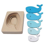 Maxbell 5-Layer Wooden Puzzle Early Educational Toy for Baby Toddler Blue Whale